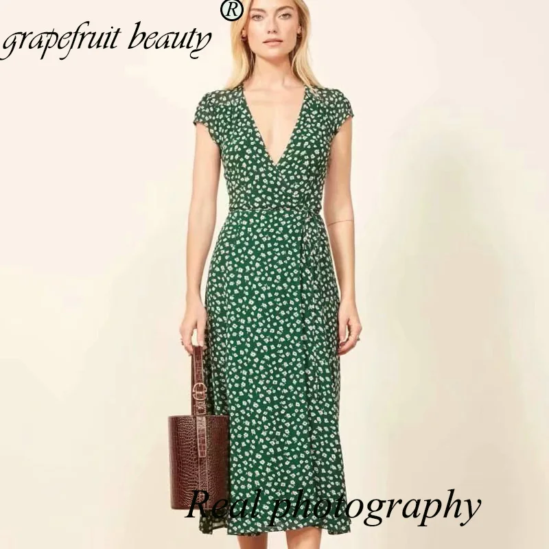 Женское летнее платье с цветочным принтом в богемном стиле из чистого хлопка