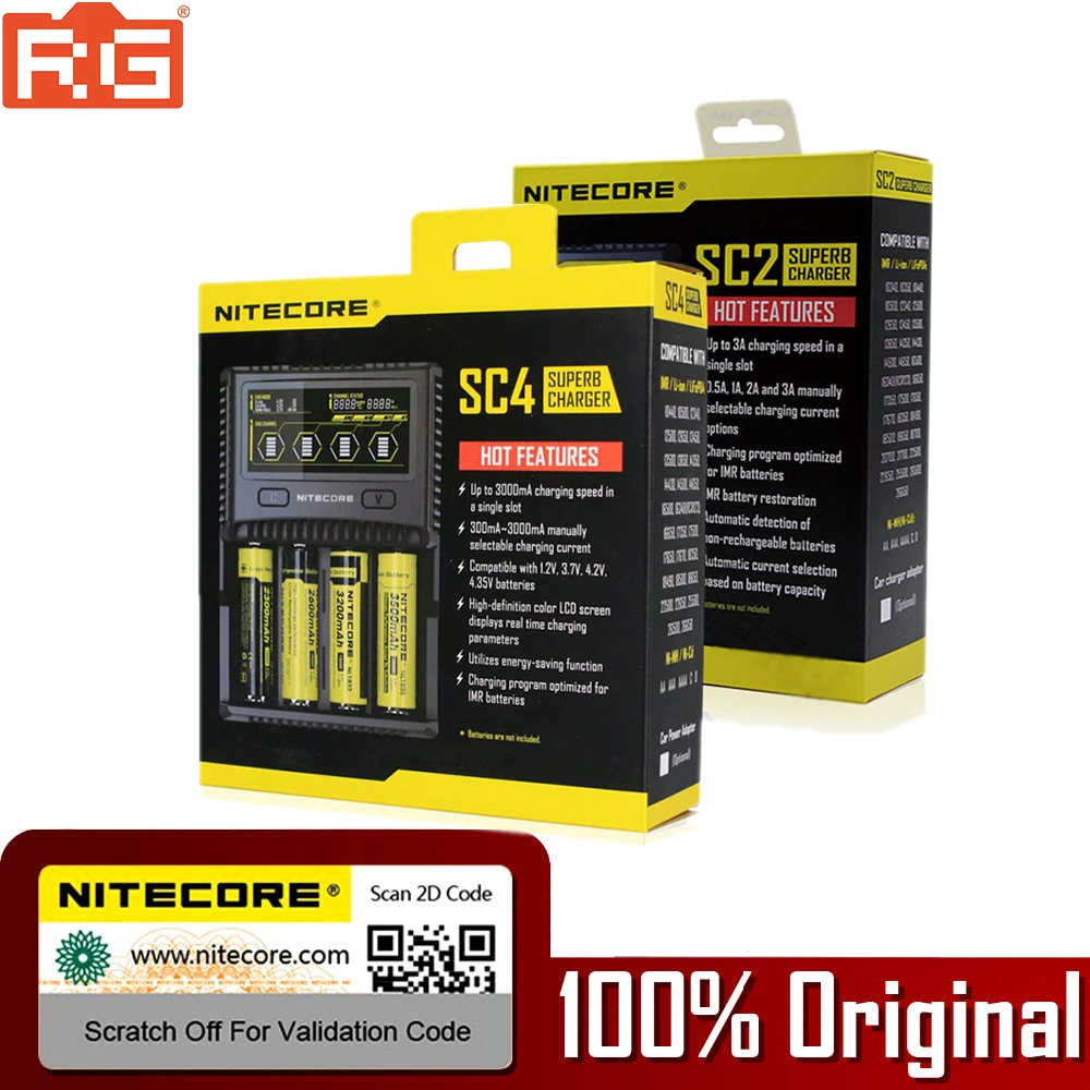 Nitecore SC4 Быстрое интеллектуальное зарядное устройство с ЖК дисплеем USB для литий