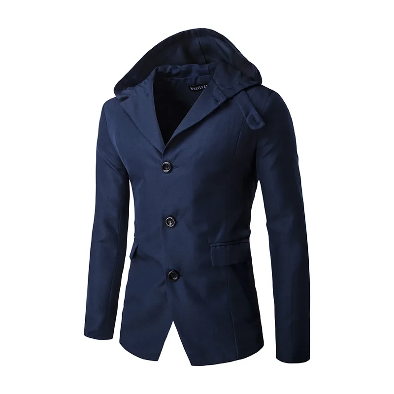 New Blazers And Jackets Mens Slim Fit Suit Jacket Hooded Men Casual Business Outerwear Hood Blazer Classic Suits | Мужская одежда