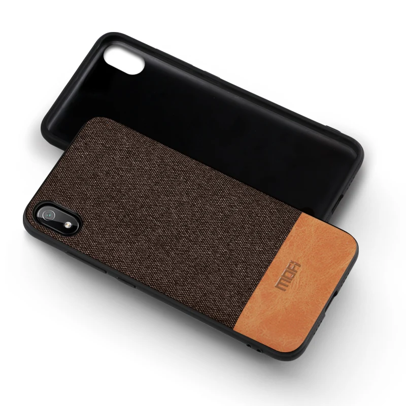 coffee with brown Для Xiaomi Redmi 7A чехол противоударный чехол MOFi Redmi 7A capas coque защитный хлопковый тканевый деловой чехол - Цвет: coffee with brown