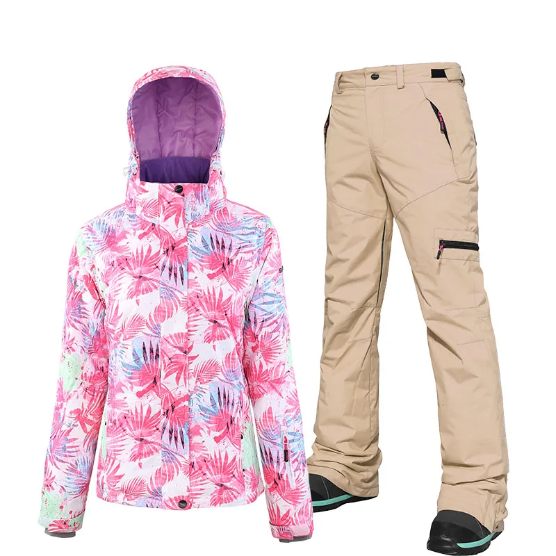 Jacket and khaki SEARIPE лыжный костюм женский зимний ветрозащитный водонепроницаемый горный лыжный костюм и брюки зимние комплекты лыжные и сноубордические костюмы - Цвет: Jacket and khaki