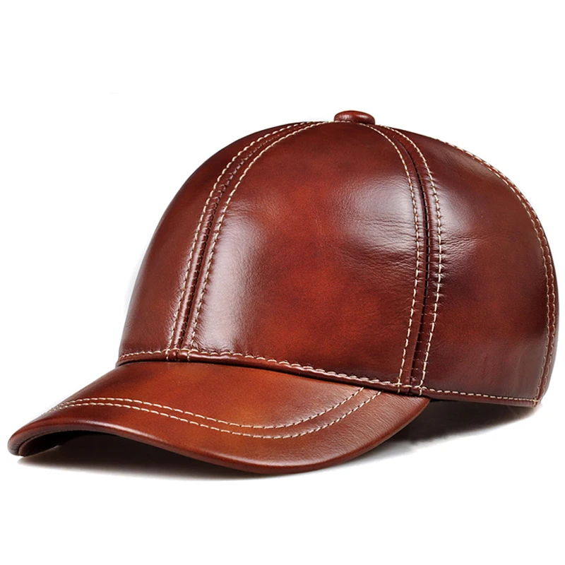 Новинка 2018 Высококачественная бейсболка из натуральной кожи Зимние Модные шапки