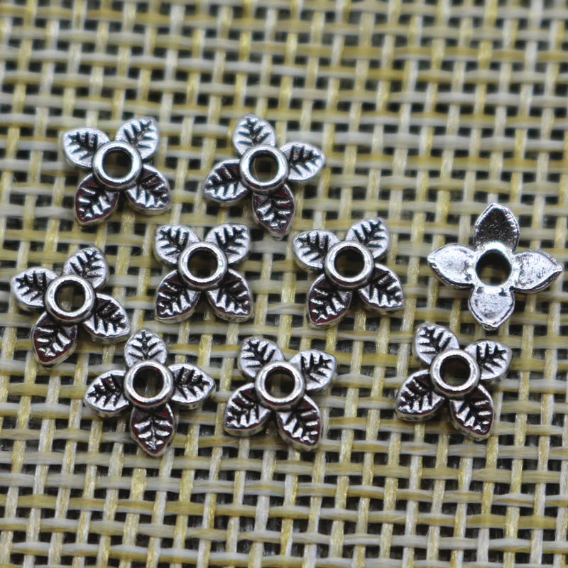 New 300pcs/lot High Quality Antique Silver 6mm 4Petal Leaves Flower Tibetan Bead Caps For Jewelry Making | Украшения и аксессуары