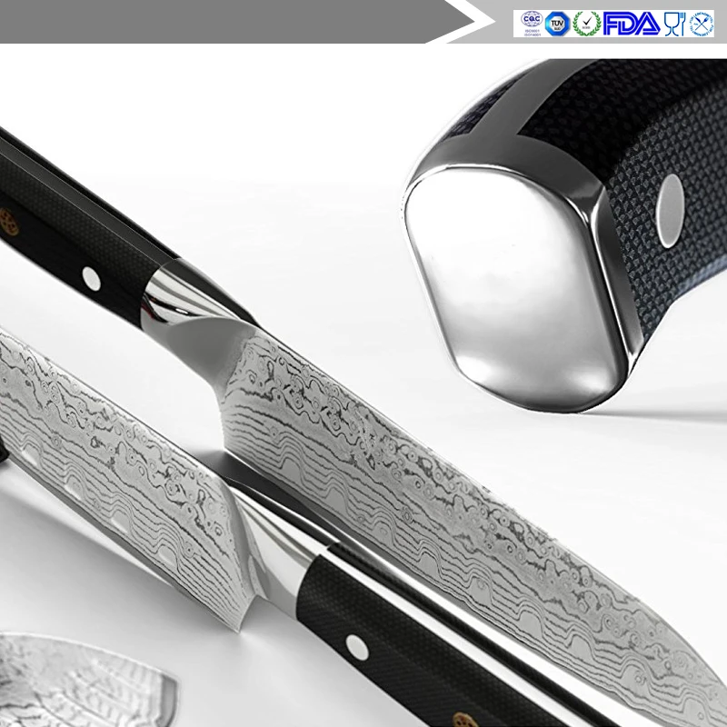 7 дюймов Santoku Ножи японской дамасской VG10 стальная бритва острые лезвия для резки