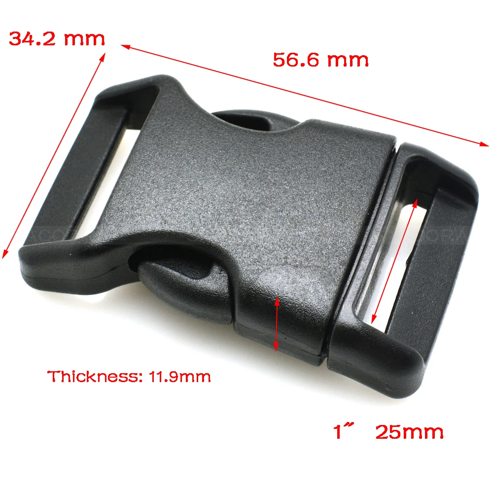 

100pcs 1''(25mm) Contoured Side Release Buckles For Paracord Survival Bracelets/Dog Collar Black Free Shipping