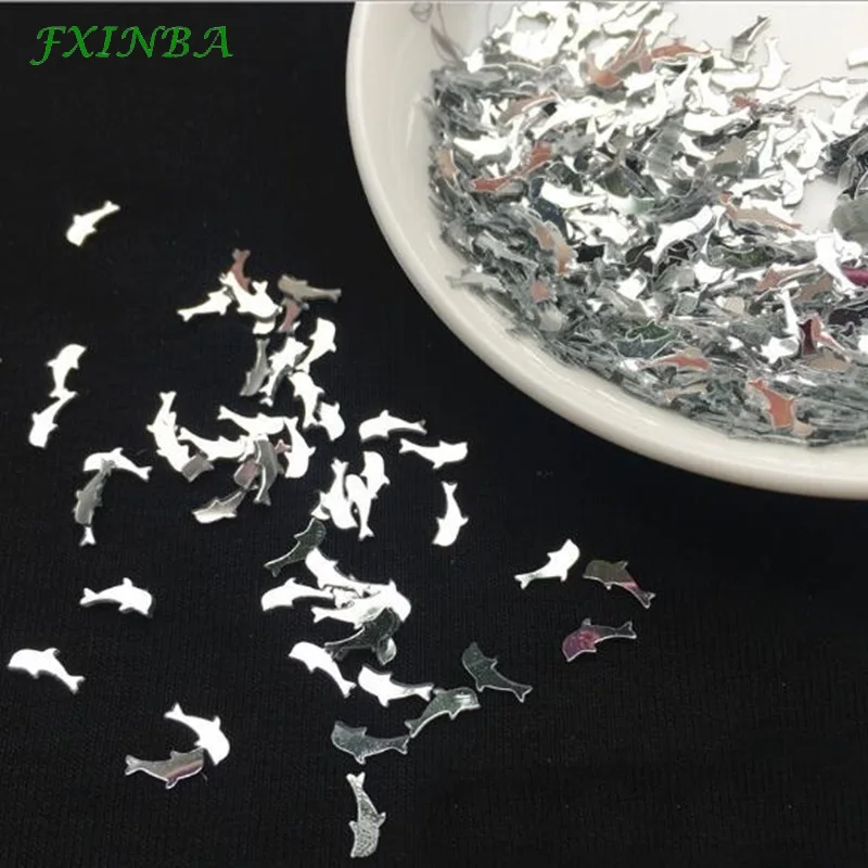 02-silver FXINBA 15 г/упак. Дельфин блёстки блестки частицы аксессуары ногти художественные советы Декор ломтики наполнитель для слизи DIY поставки 2*7 мм - Цвет: 02-silver