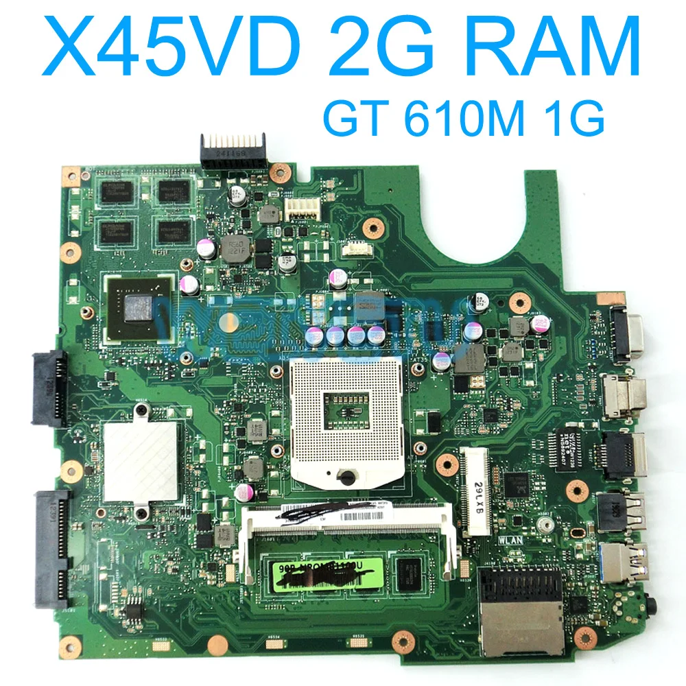 Материнская плата X45VD с 2 Гб ОЗУ HM70 для ASUS X45V материнская ноутбука GT610M 1G REV 0 100%