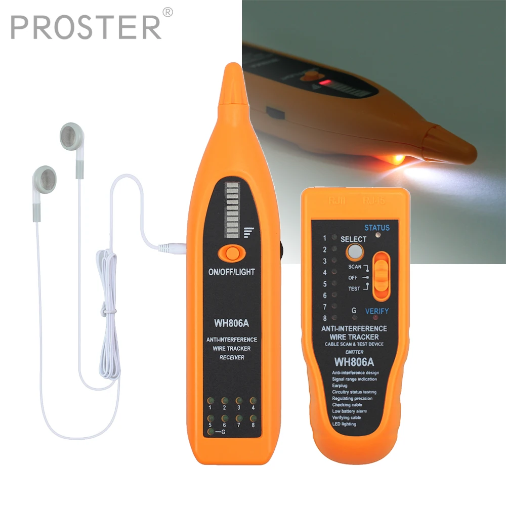 PROSTER для сетевого кабеля RJ45 тестер телефонных кабелей Lan трекер кабель Трейсер с