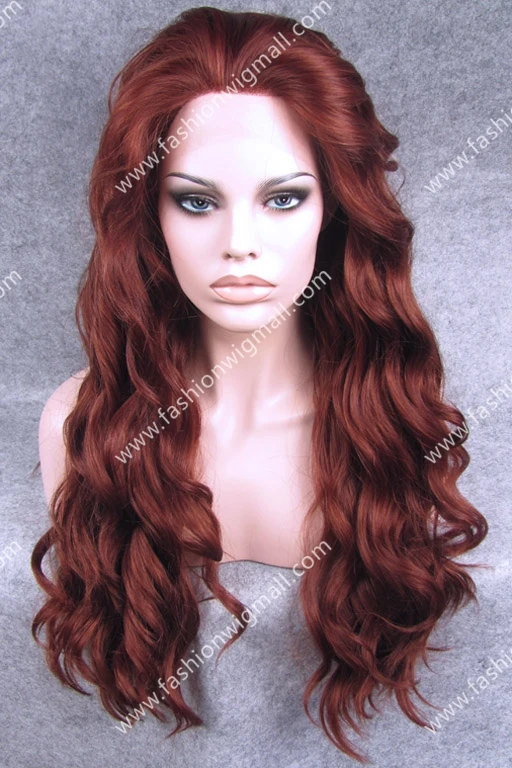 24 &quotдлинные #350/35 Mix Бургундия Красный Волнистые Парик Фронта Шнурка