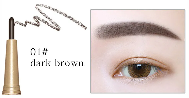 01 dark brown NOVO, набор для макияжа глаз, ручка для бровей+ 3 шт, заправка+ 3 шт, трафареты для бровей, косметический, водонепроницаемый, натуральный оттенок, карандаш для бровей с кисточкой - Цвет: 01 dark brown
