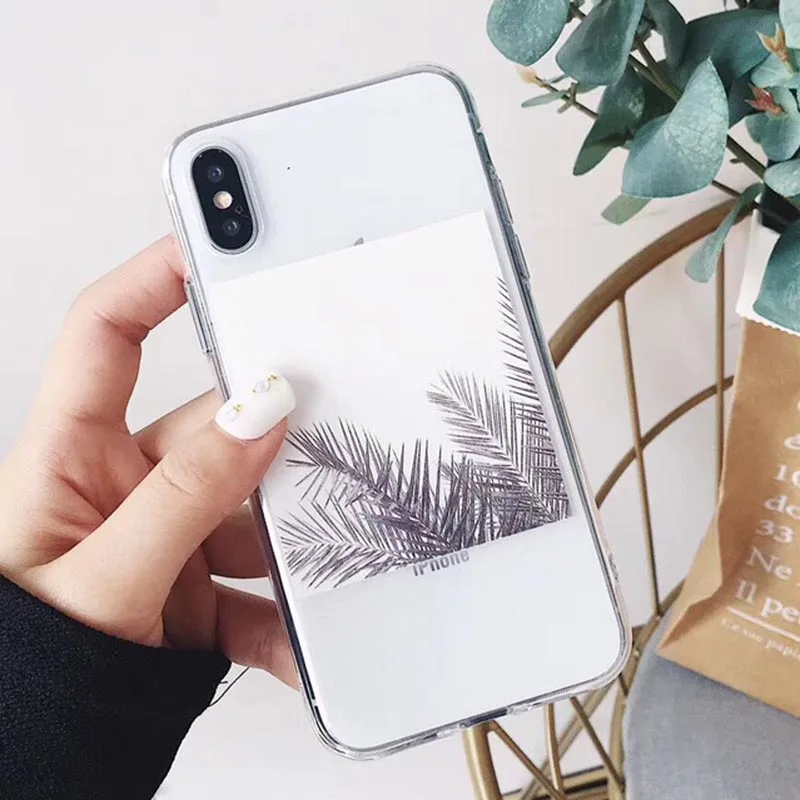 Винтажный чехол для iphone X с изображением листьев 6 6S 7 8 Plus ультра тонкий мягкий