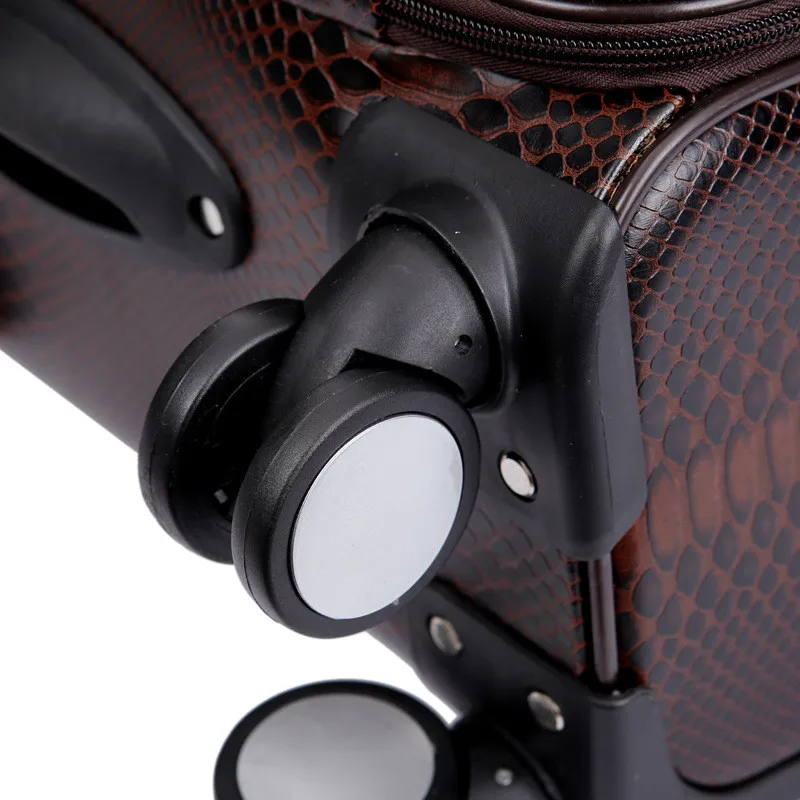 18 ДЮЙМОВ Черный Кожаный Тележки Для Багажа Бизнес Троллейбус Случае мужская