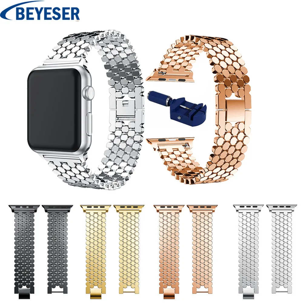 Ремешок из нержавеющей стали для Apple Watch 4 ремешка 44 мм/40 мм ремешок часов серии 3 2 1