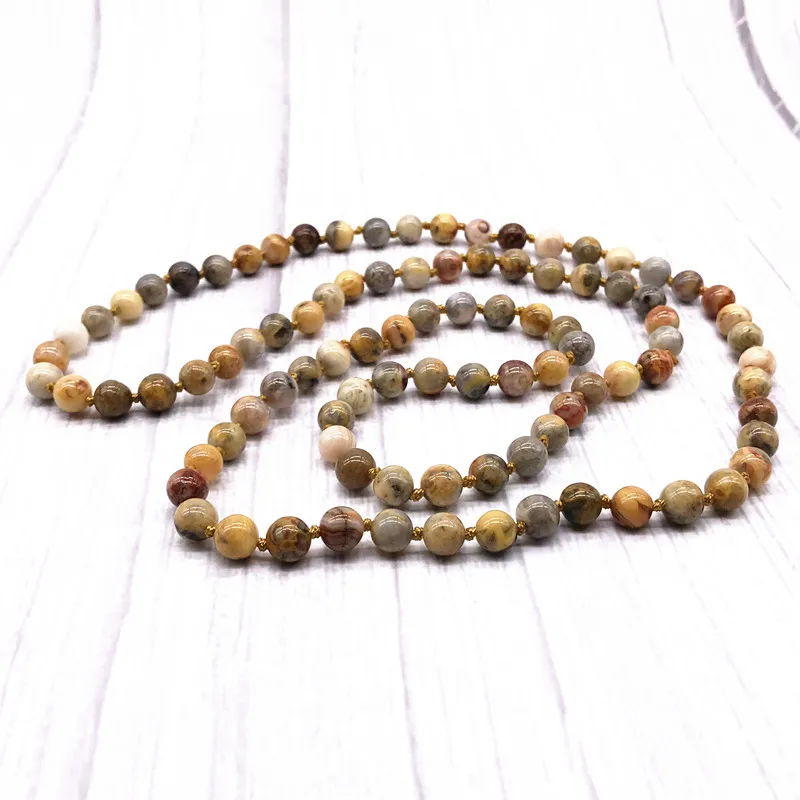 90 см длинное ожерелье 8 мм Crazy Agates бусы женское колье для девочек подарок девушки