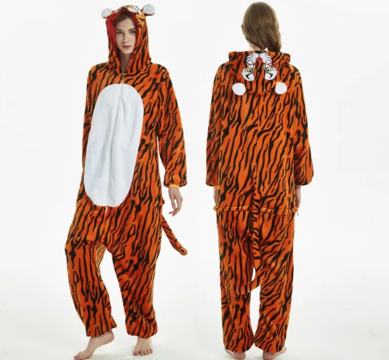 Лиса кигуруми пижамы комбинезоны для взрослых женские Pijama Тигр обезьяна