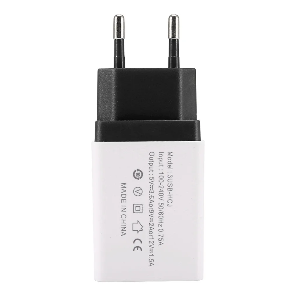 Black Binmer Новое мобильное зарядное устройство для телефона 5 V 2A 3 Зарядка с usb-разъемом для зарядки настенный адаптер штекера ярких цветов сбоку зарядное устройство для samsung S8 S9 - Цвет: Black