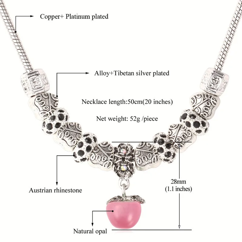 U7 Бусы На Шею Ювелирные Изделия Шармы Опал Камень Сердце Кулон Ожерелья Для