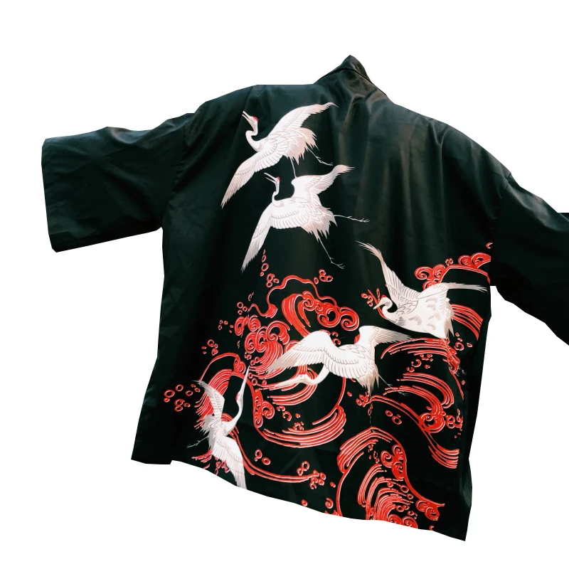 Летние женские мужские топы Yukata модные японские кимоно кардиган рубашка Harajuku Свободная блузка кимоно в традиционном стиле куртка