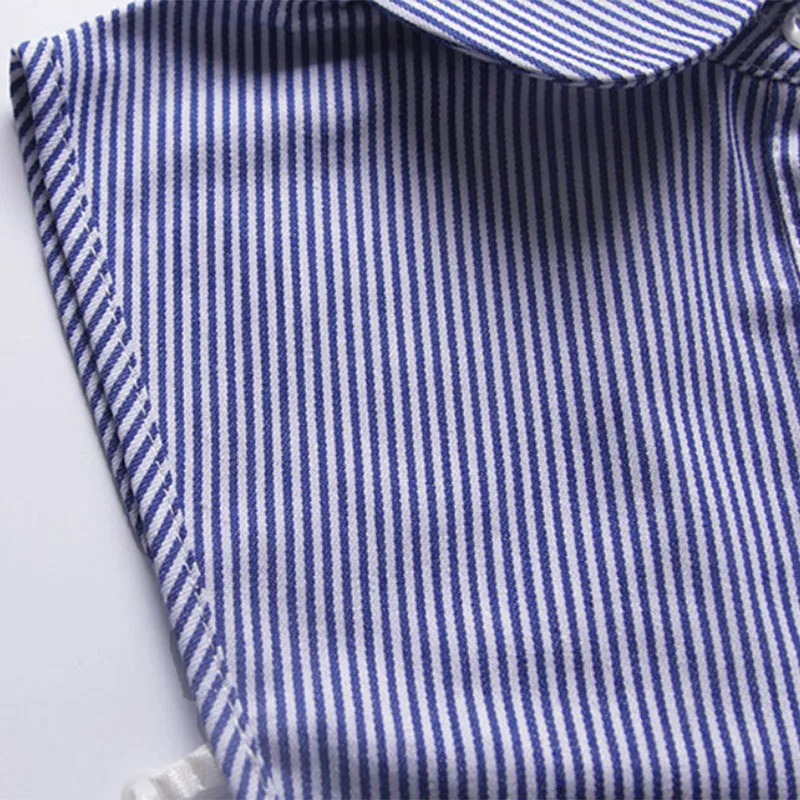 Женская рубашка со съемным воротником белая черная синяя в полоску |