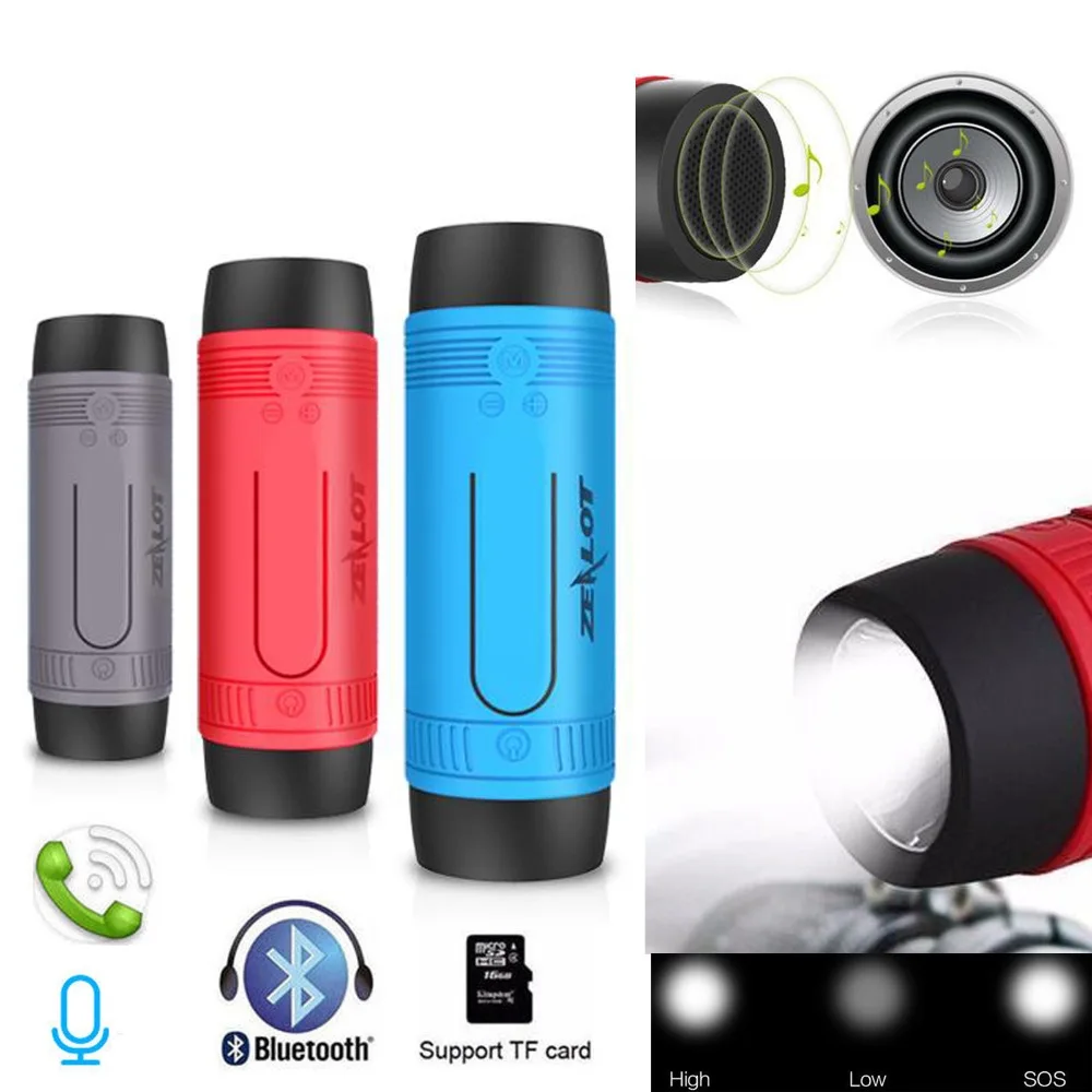 Портативный Bluetooth динамик светодиодный фонарик TF слот водонепроницаемый