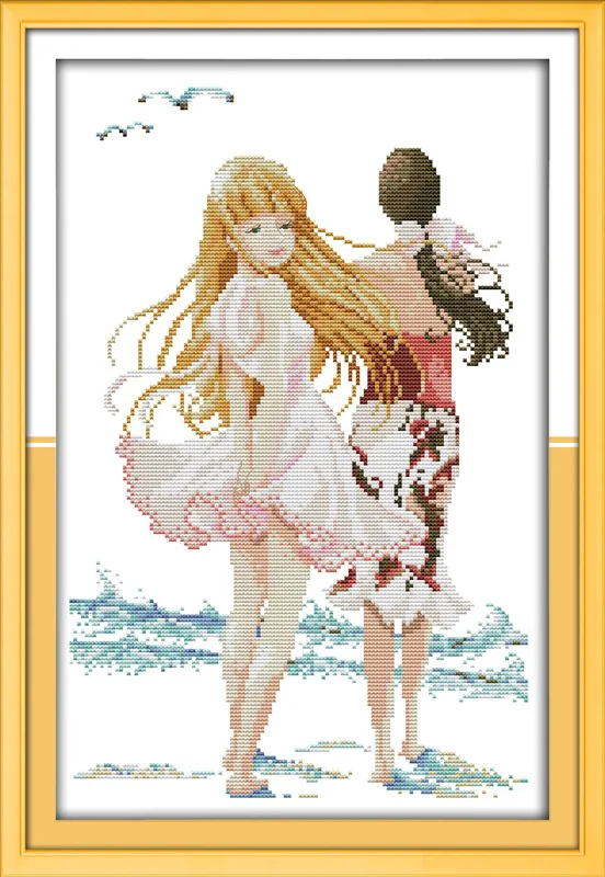 Красивая морская картина напечатанная холст DMC подсчитанные китайские наборы