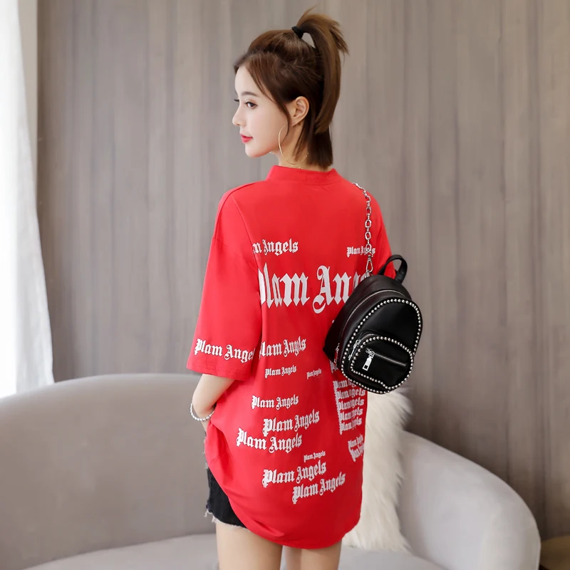 Длинная футболка с принтом фольги сзади женская короткими рукавами 2 футболки