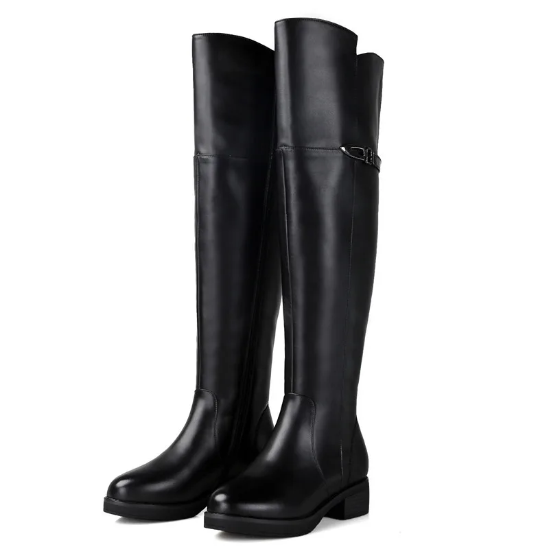 

MORAZORA 2020 newest snow boots women genuine leather +pu over the knee boots thick fur natural wool boots woman winter shoes
