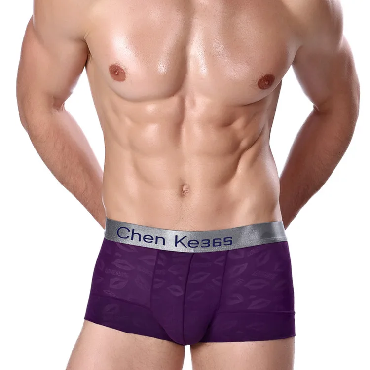 Сексуальное нижнее белье для мужчин s нейлон Ice Boxer Man тонкие шелковые трусы