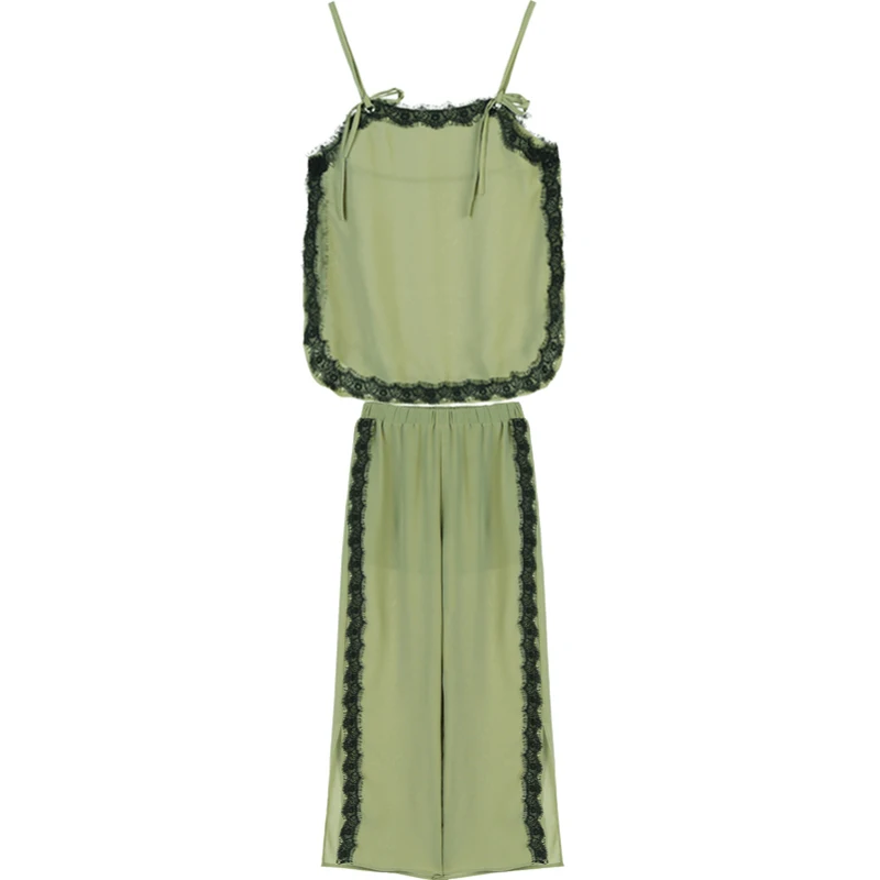 ELFSACK Slash Neck Top &amp Lace Stitching Pants Set Women Casual Sleeveless Short Sexy Twopiece 2018 2 Pieces Full Length | Женская