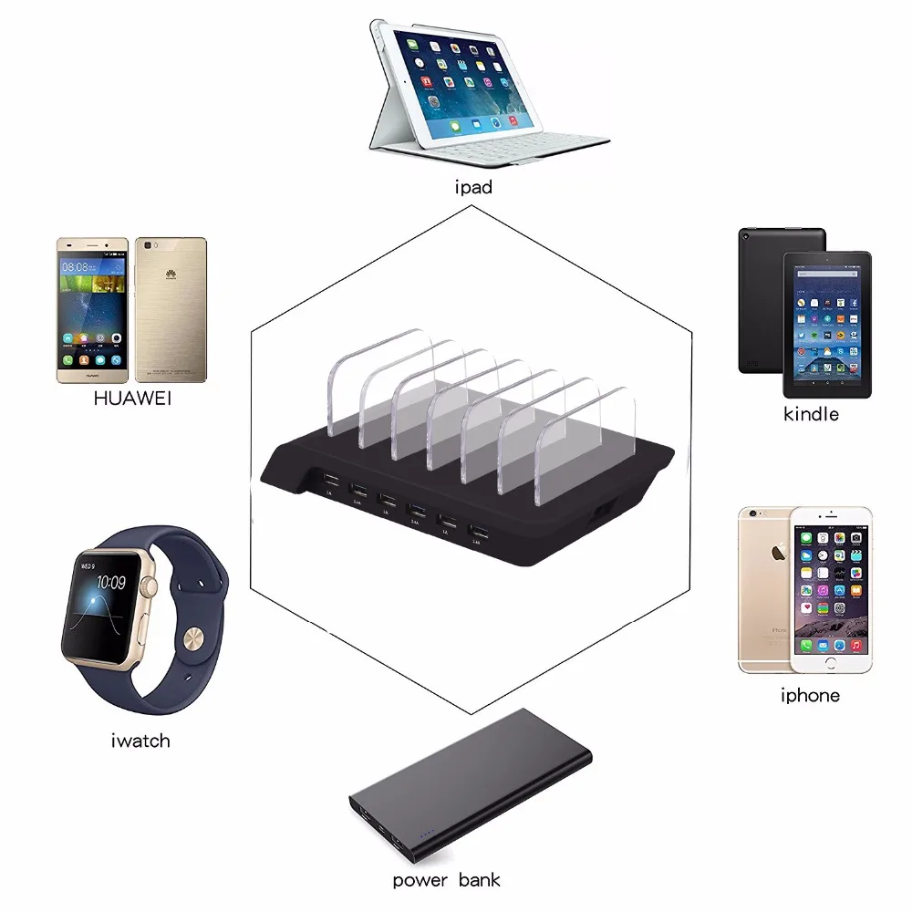 Новая 6 портовая зарядная станция USB многофункциональное зарядное устройство