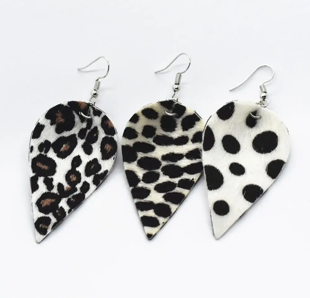 Женские серьги из кожи буйвола с леопардовым принтом трендовые Крючки в виде