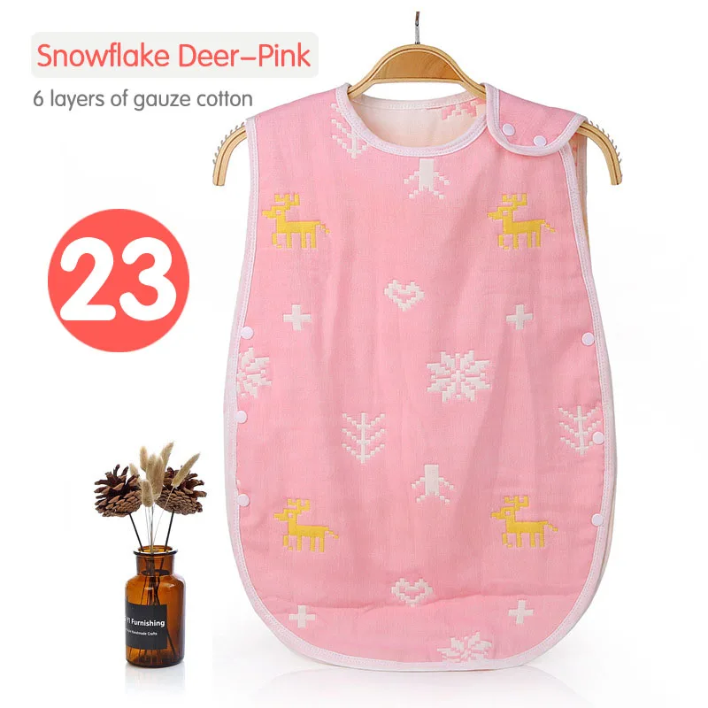 23Snowflake Deer Pin Спальный мешок для новорожденных, муслин, чистый хлопок, спальный мешок, мягкий жилет без рукавов, спальный мешок, анти-кик, одеяло Saco Be Dormir Para Bebe - Цвет: 23Snowflake Deer Pin