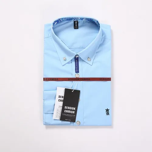 Мужская рубашка Sergio K Camisa Dudalina, мужская повседневная рубашка с рисунком, брендовая мужская одежда, приталенная рубашка с длинными рукавами - Цвет: SK5617sky blue