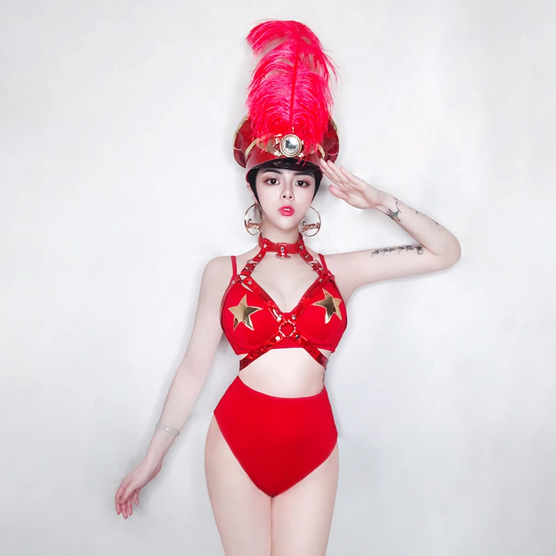 Новый танцевальный костюм женский для косплея GoGo красный комплект бикини диджея