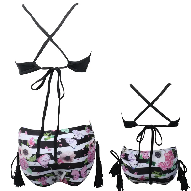 Summer Mom and Daughter Matching Swimsuit Bikinis Sets Floral Mother Dresses Clothes for Family Mommy Me | Мать и ребенок