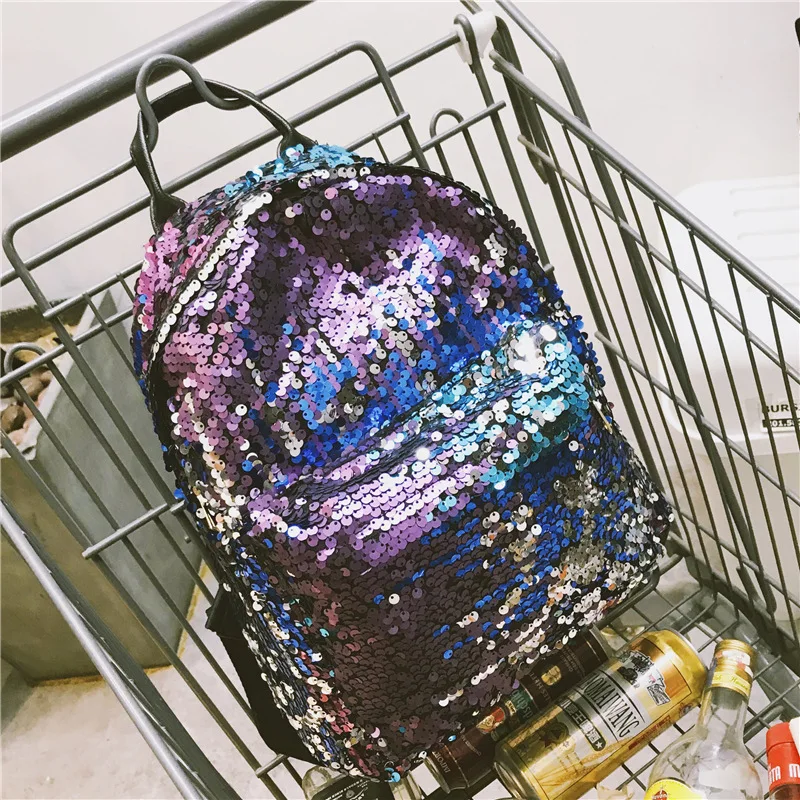 

Fashion Glitter Sequins Backpack New Women Casual Mini Bling Travel Rucksack Girl Children Cute Pu School Bag Mochilas 825