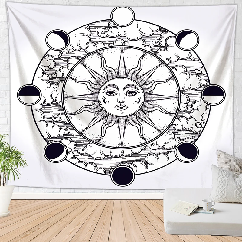 sun moon hippie wall tapestry witchcraft blanket boho decor rug gothic home decoration cloth | Дом и сад