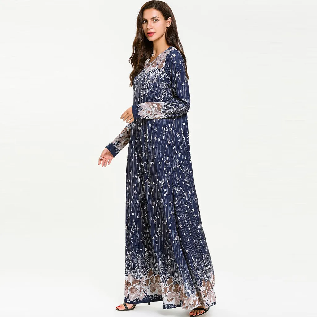 Женское длинное платье с круглым вырезом мусульманское в английском стиле