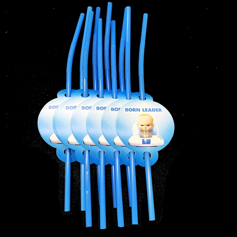 

10pcs/lot little boss theme disposable straws baby boss theme birthday party decorations my little boss party supplies