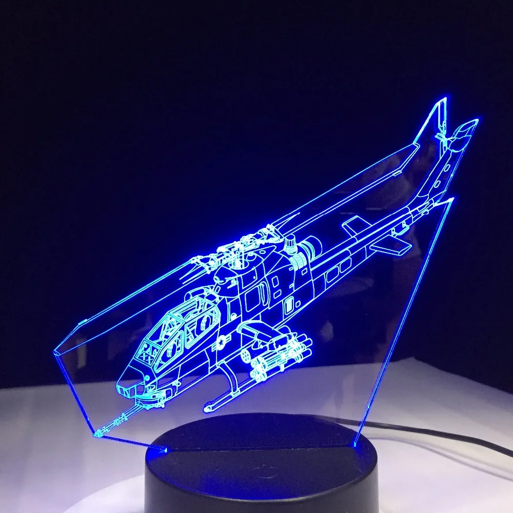 Вертолет 3D светодиодный светильник с самолетом маленький самолет ночные