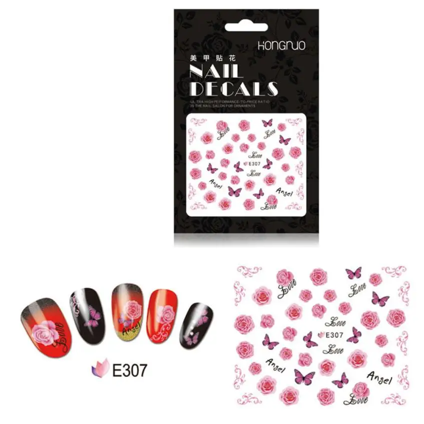 OutTop 2018 Hongnuo цветок стикеры 3D на ногти Nail Art Наклейки Маникюр золото/серебро