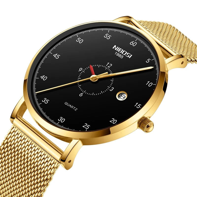 Мужские часы NIBOSI новинка мужские топовый бренд роскошные модные тонкие сетчатые