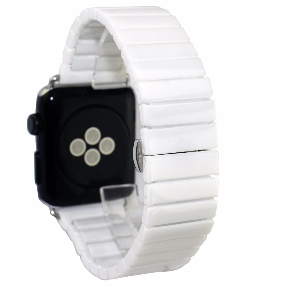 Керамический ремешок для часов Apple Watch Series 5 4 3 2 1 Бабочка Пряжка керамические