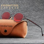 Роскошные черные металлические брендовые дизайнерские красные солнцезащитные очки для мужчин и женщин овальные круглые готические Солнцезащитные очки Ретро Винтажные Солнцезащитные очки в стиле стимпанк