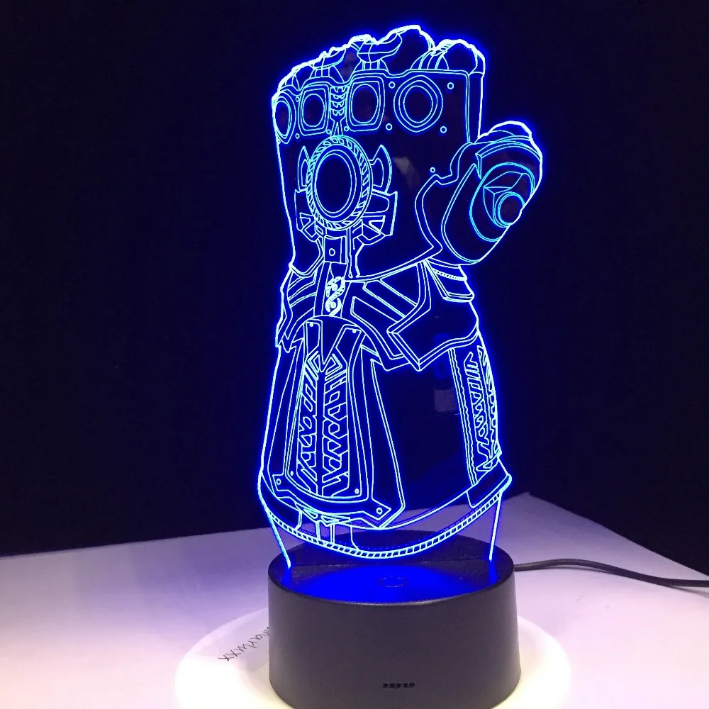 Перчатки Thanos Infinity Gauntlet Мстители Infinity War 3D оригинальная Ночная подсветка изменение 3D новинка свет Творческая настольная лампа Прямая поставка