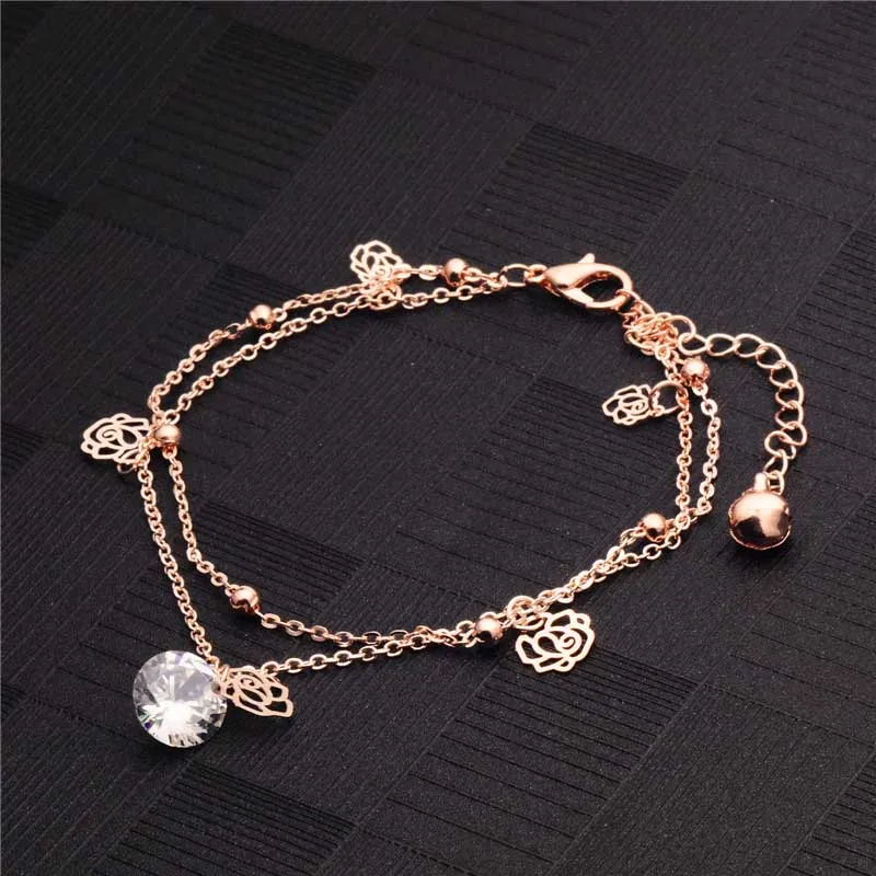 Женский многослойный браслет H: HYDE на щиколотку с бусинами и кристаллами|ankle bracelet