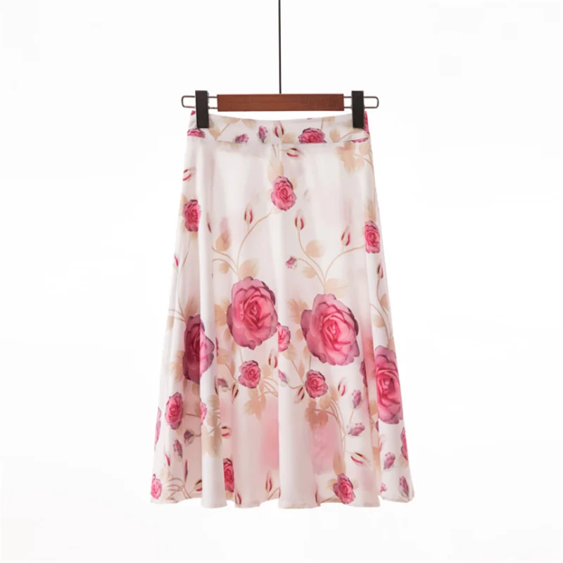 Summer Women Casual High Quality Sweet Skirt Fashion Cherry Print Streetwear Knee-Length Vintage Pleated Skirt FICUSRONG - Цвет: Color 11