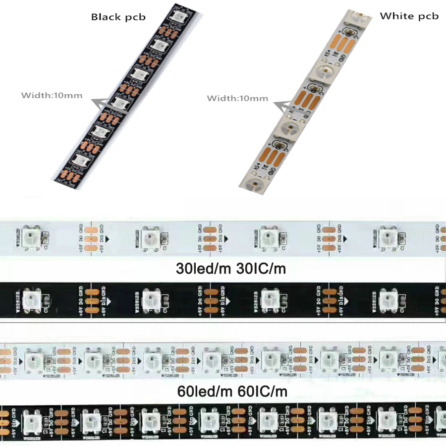 RGB индивидуально Адресуемая светодиодная подсветка под шкаф ws2812 IC 60