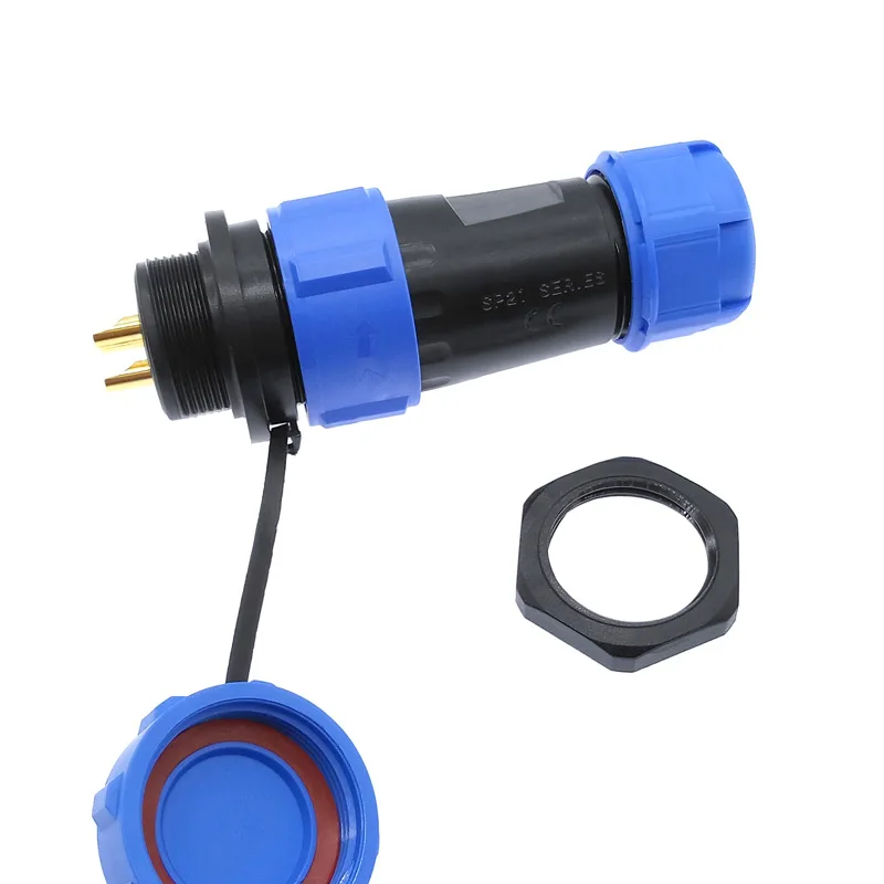 

SP2110 SP2112 back nut waterproof connector SP21 2pin 3pin 4pin 5pin 7pin 9pin 12 pin IP68 connectors plug and socket