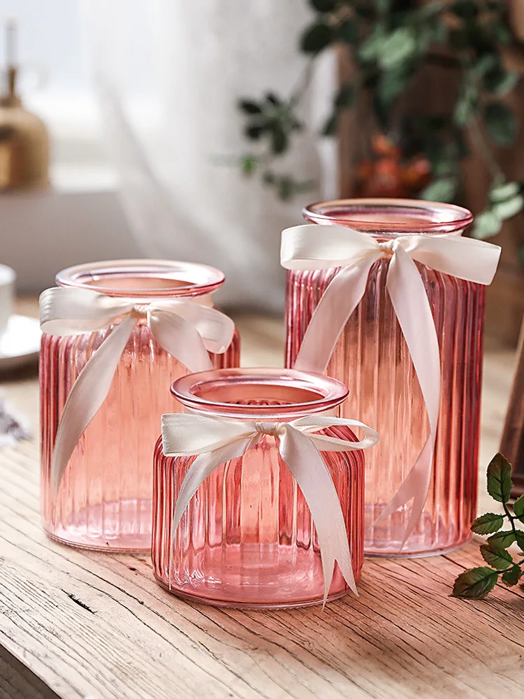 Стеклянная ваза в европейском стиле прозрачная синяя цветная гидропонная